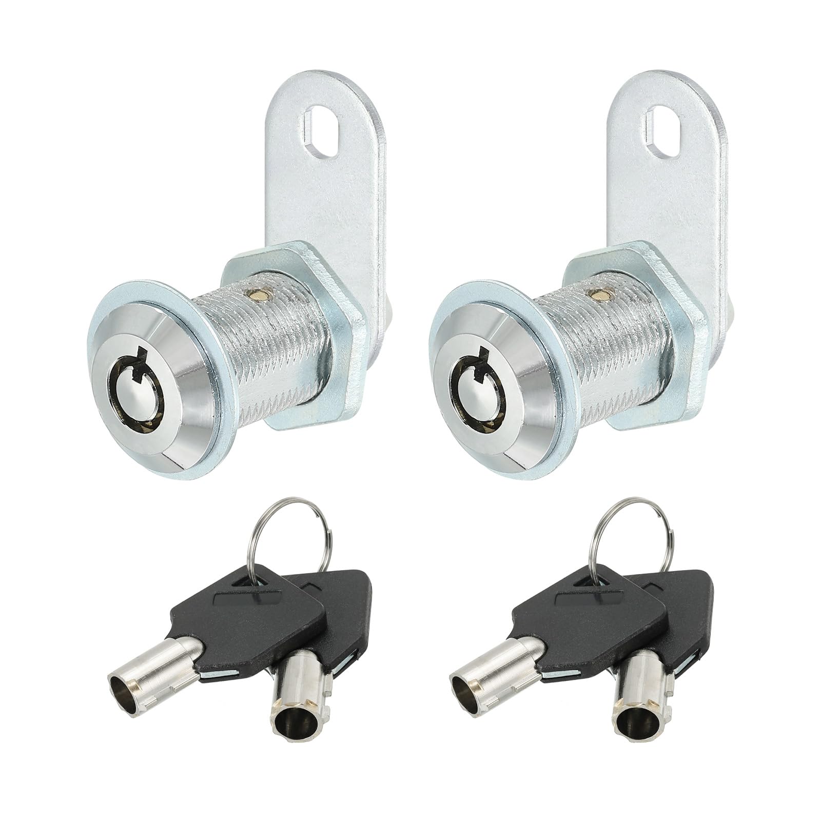 PATIKIL Cabinet Cam Lock with Key, 2 Pack 1-1/6"(30mm) Keyed Alike Cam Lock Cylinder Zinc Alloy Chrome Drawer Locks Tubular Cam Removable Key for Doors Drawer Cabinet