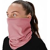 CheshKit Organic Cotton Breathable Summer Neck Gaiter for Men and Women Cooling Balaclava Bandana Cover Face Scarf for Outdoor Activities (Desert Rose, Medium, 2 Pack)