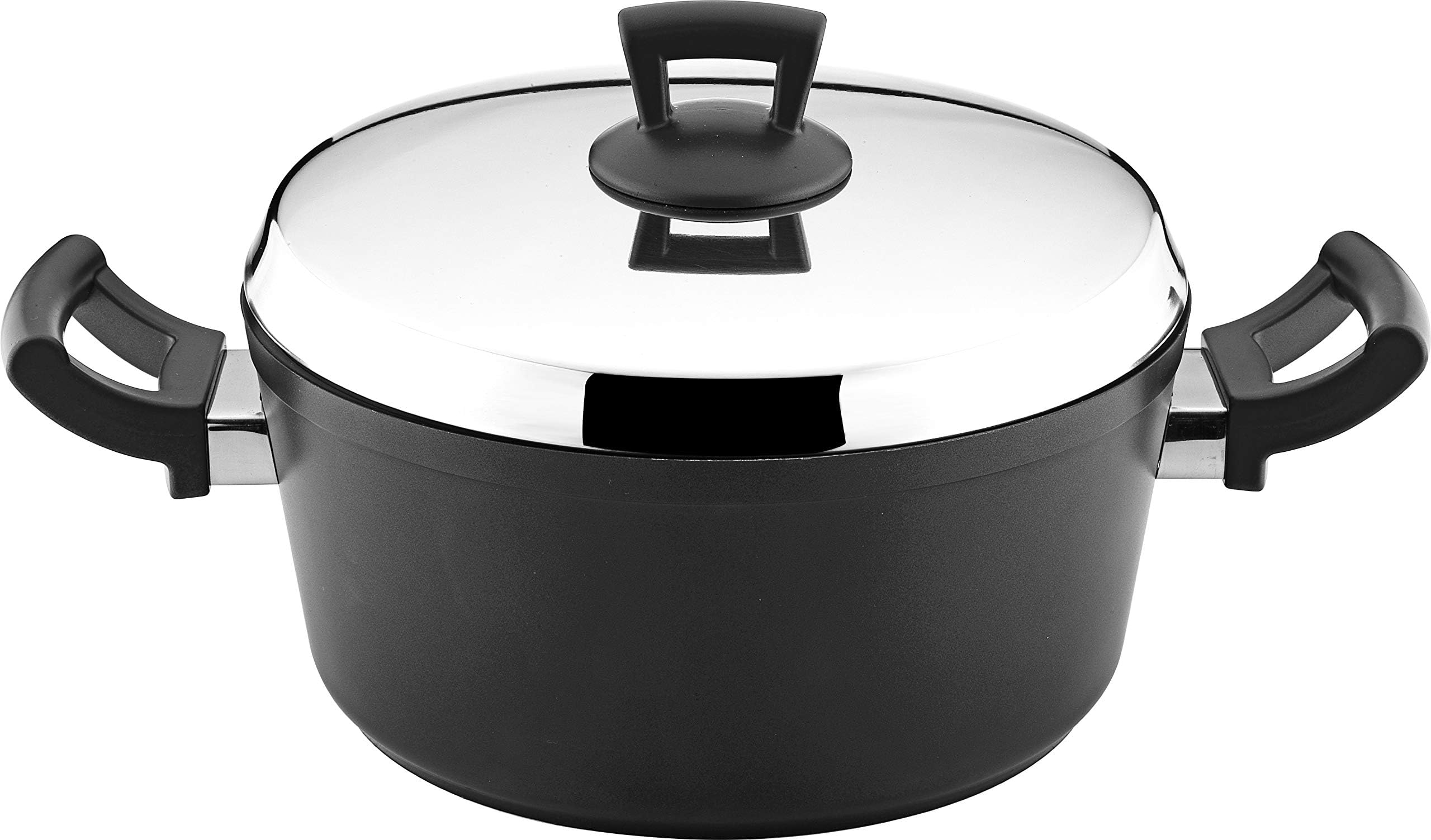 Hascevher Cast Aluminum Nonstick Stockpot with Stainless Steel Lid Cookware, 10 Quart, Black hg10