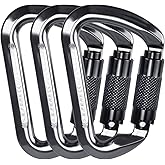 SEPEAK UIAA 30kN Climbing Carabiner Clips, Professional Heavy Duty Twist Locking Carabiners for Climbing,Mountaineering, Rappelling, Camping, Hiking, Swings, Large D Ring Hooks