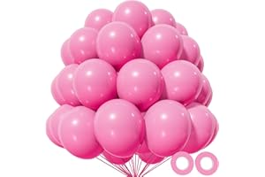 KAWKALSH Pink Balloon 12 Inch, 110pcs Latex Party Balloons Helium Bright Color for Birthday Baby Shower Wedding Party Supplies Arch Garland Decoration