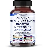 PEAKPURY Ultra Choline, Acetyl-L-Carnitine, Inositol & L-Tyrosine – Daily Supplement for Executive Focus & Metabolic Harmony – 150 Capsules