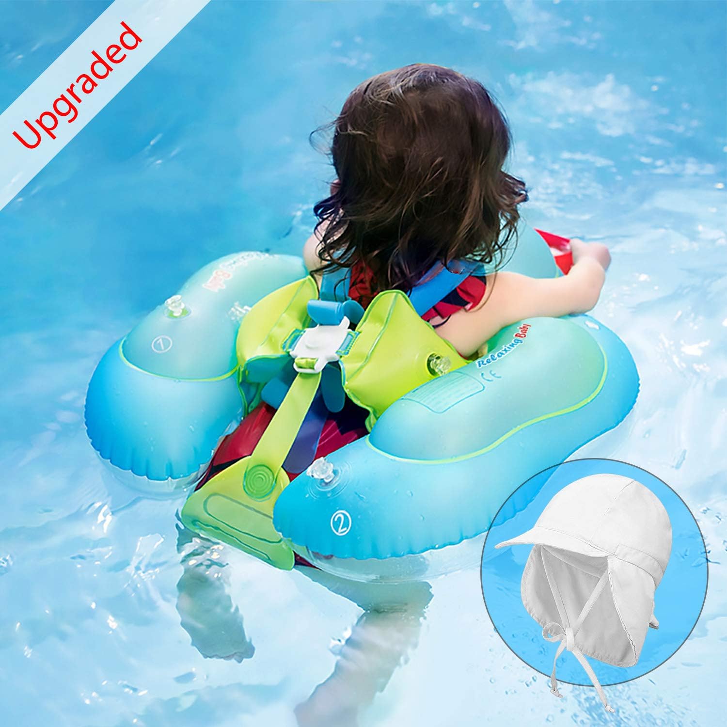 CHGeek [Upgraded] Baby Pool Float, Baby Swimming Float Safety Inflatable Floats Ring with Safety Belt Crotch Strap Suitable for 8-36 Months,Size L