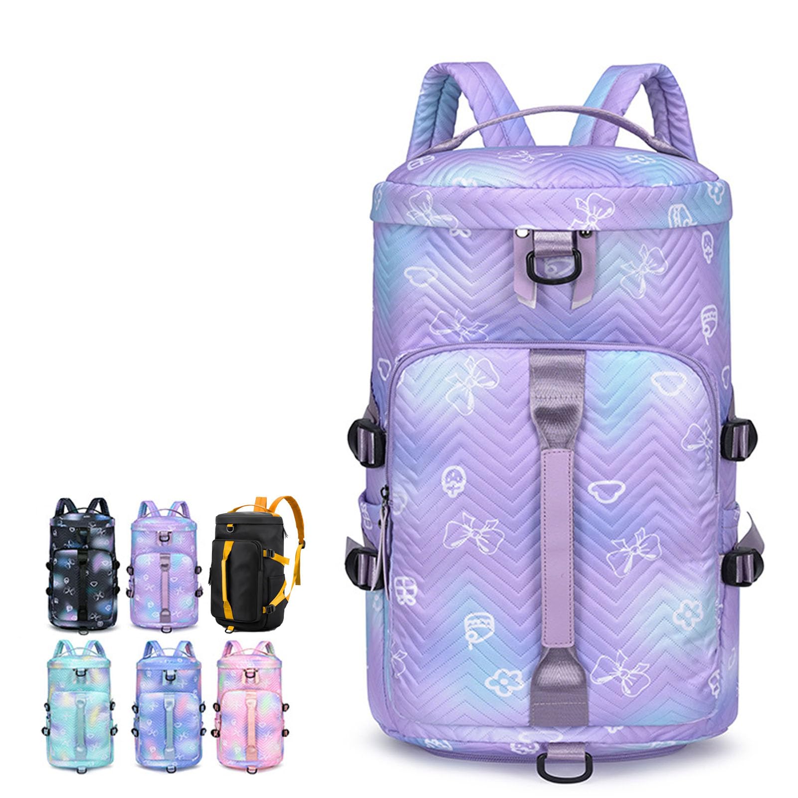 3 in 1 Large Sport Duffel Bag for Travel,Waterproof Gym Bag Dance Bag for Women/Girl,Overnight Backpack with Wet Pocket & Shoes Compartment (Purple)