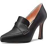 Castamere Women High Stiletto Platform Heel Pointed Toe Loafers Slip-on Pumps Work Business Office Dress 3.9 Inches Heels