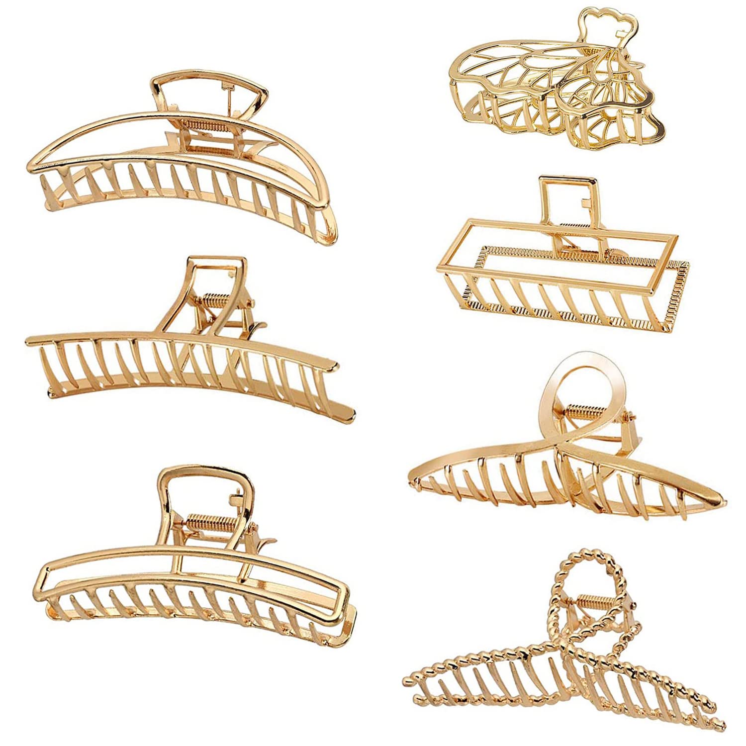 7 Pcs Big Hair Clips, Qveetry Non-slip Hair Claw Clips for Women and Girls, Large Metal Claw Clip for Thick Thin Long Hair | Stylish Hair Accessories