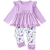 Gademacue Baby Girl Clothes Toddler Girl Outfits Ruffle Long Sleeve Top and Floral Pants Set Fall Winter Clothes