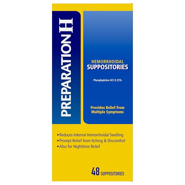 PREPARATION H HEMORRHOID SYMPTOM TREATMENT SUPPOSITORIES, BURNING, ITCHING AND DISCOMFORT RELIEF (48 COUNT)