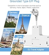 Mscien Travel Plug Extension UK to EU USB 3 Way Switched Sockets 10A view 3