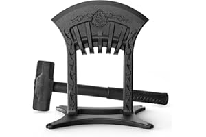 BAYQISI Kindling Splitter for Wood,One-Piece Molding Cast Iron Log Splitter,Manual Wood Splitter with 3 Lbs Sledge Hammer,Firewood Splitter Tool（Medium-Sized）