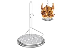 LS'BABQ Turkey Fryer Accessories Kit for Deep Turkey Fryer Pot, Heavy Duty Chicken Poultry Frying Stand with Lifting Hook, Vertical Rack and Aluminum Perforated Holder Base