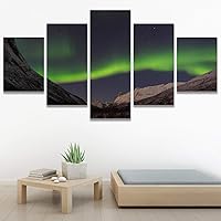 SIGNWIN 5 Panel Canvas Wall Art Astronomy & Space Contemporary Cosmic Dramatic Green Group Photography Realism Ultra for Home Decorations Ready to Hang - 60