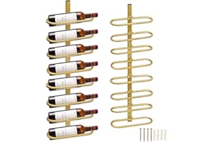 KHayRovies 2Pcs Wine Rack Wall Mounted, Wall Wine Rack for 8 Wine Bottles, Metal Wine Bottle Holder Iron Hanging Wine Rack fo