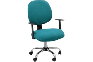 BIETYONE Office Chair Cover Thickened Jacquard Stretchable Computer Office Chair Covers,Retractable Office Gaming Chair Cover Protective,Dustproof Pet Scratch Resistant Office Desk Chair Cover, Emerald Green