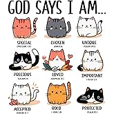 (3Pcs) God Says I Am Stickers 3'' Cat Sticker Funny Waterproof Decal for Water Bottle Journaling Laptop Kindle Stanley Cup Bumper