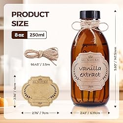 12 Pack, 8 OZ Amber Glass Bottles with Caps