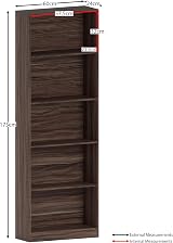 Vida Designs Cambridge 5 Tier Extra Large Bookcase Walnut Wood Shelving view 3