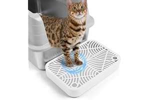 Bartuke Cat Litter Box Ramp, Litter Box Step Mat with Filter Function for Self-Cleaning Cat Litter Box, Easy to Clean, Cats Pedal Step Stool Ideal for Kitten & Elderly Cats (White)