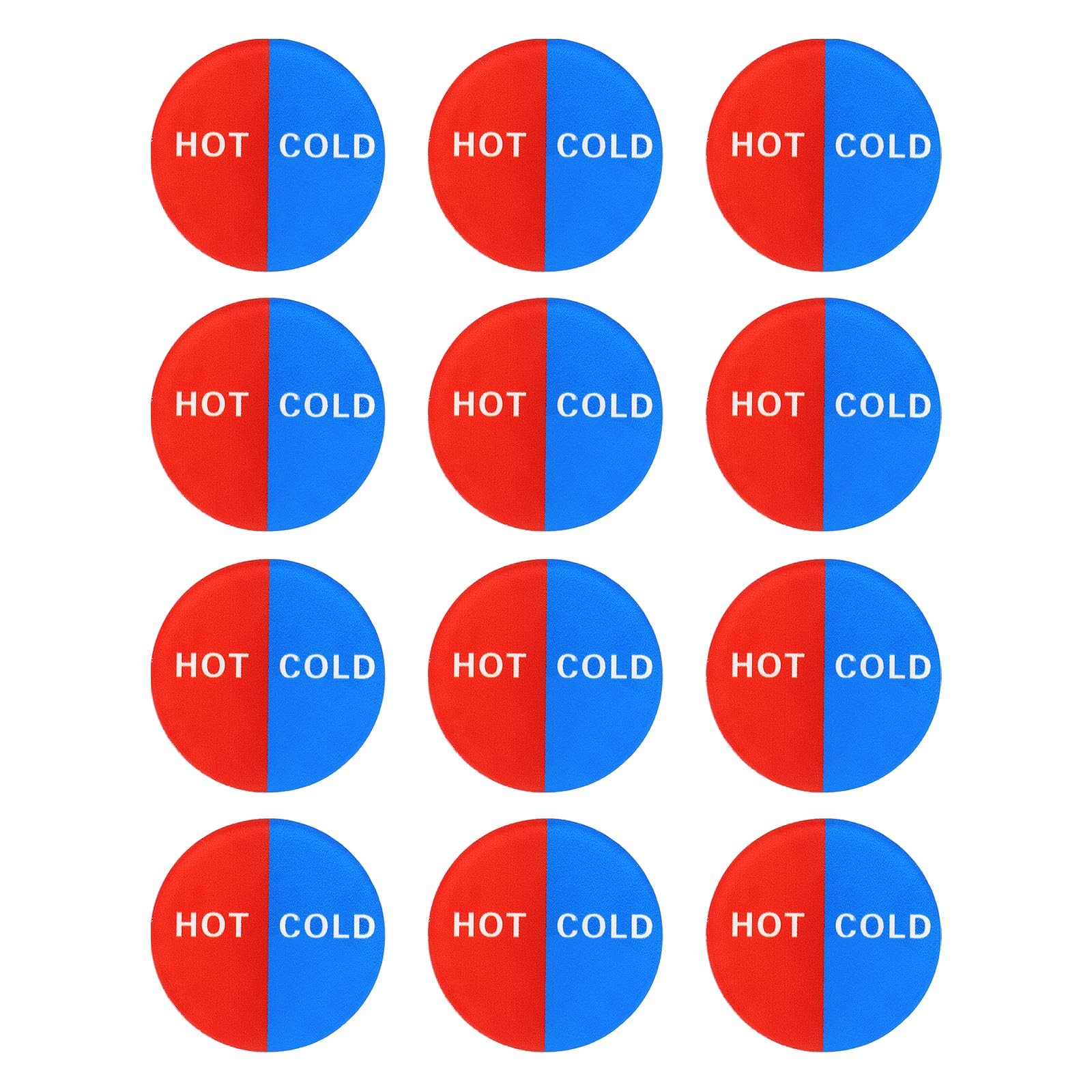 PATIKIL Self Stick Hot/Cold Water Label, 12 Pack Acrylic Round Shape Sticker Signs for Faucets Sinks, Left Red/Right Blue