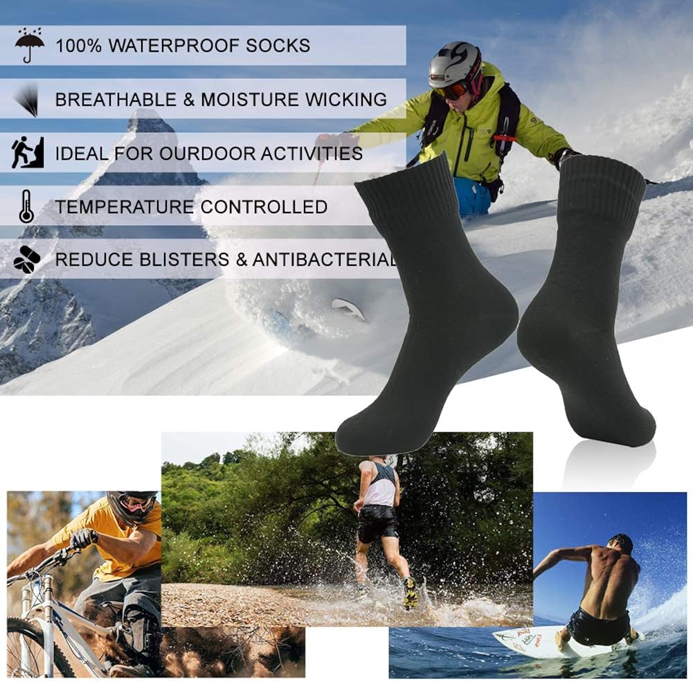 RANDY SUN 100% Waterproof Socks, Unisex Hiking Wading Trail Running Skiing Crew Socks : Clothing
