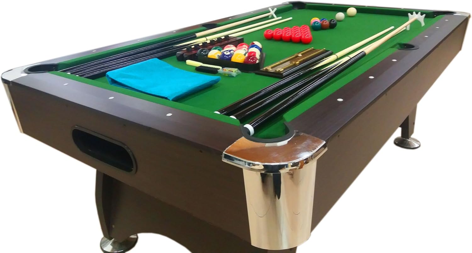 SIMBAUSA Billiard Pool Table 7' Feet Snooker Full Set Accessories Game mod. Green Season : Sports & Outdoors