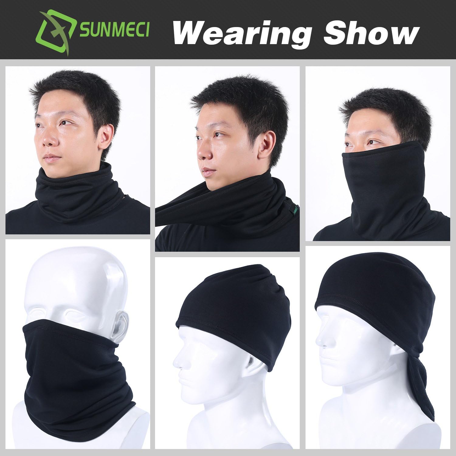 Neck Gaiter Warmer Windproof Mask Fleece - Face Mask Black: Clothing