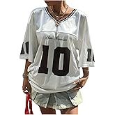 Floerns Women's Camo Print Team Sports T Shirts V Neck Basketball Jersey Tee Shirts