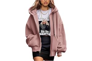 PRETTYGARDEN Women's 2025 Fall Oversized Hoodies Sweatshirt Long Sleeve Zip Up Pockets Loose Fit Y2K Winter Jackets Coat