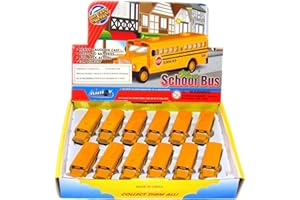 KiNSFUN Classic Mini School Bus 2.5 Inches Die Cast Metal Model Key Chain Box of 12