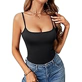 Rooscier Women's Spaghetti Strap Camisole Tops Square Neck Sleeveless Slim Fit Sexy Cami Shirt