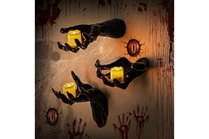 KABYTWO Scary Halloween Decorations Indoor-Pack of 3 Wall Mounted Spooky Hands with Candles,Life-Sized Horror Decoration Hands for Halloween Wall Art,Vintage Halloween Home Decor Gothic Decors