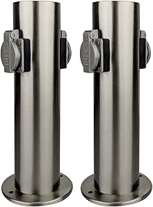 Juego de enchufes exterior jardín con 2 enchufes Acero Inoxidable