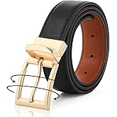AWAYTR Reversible Leather Belt for Women - Two Color-in-One Belt for Jeans Dress Women Men Belt with Rotated Buckle