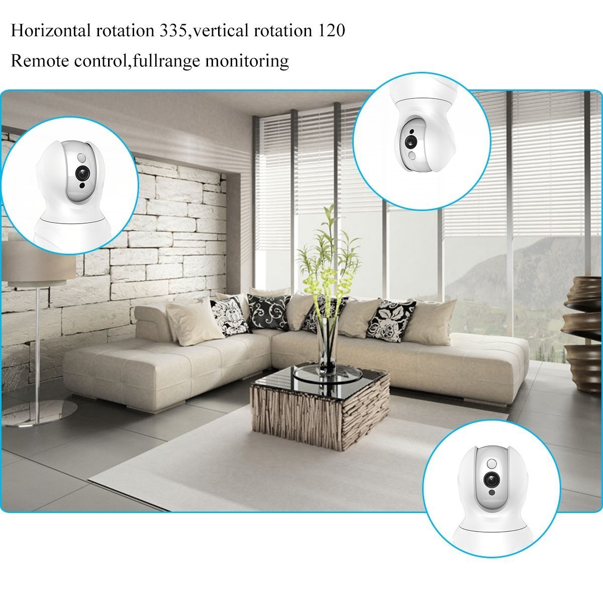 720P Wlan IP Camera, Wireless Home Security Camera, WiFi Surveillance Security System Video Recording Dome Camera, Monitor for Baby & Pet (720P, White), Topgio