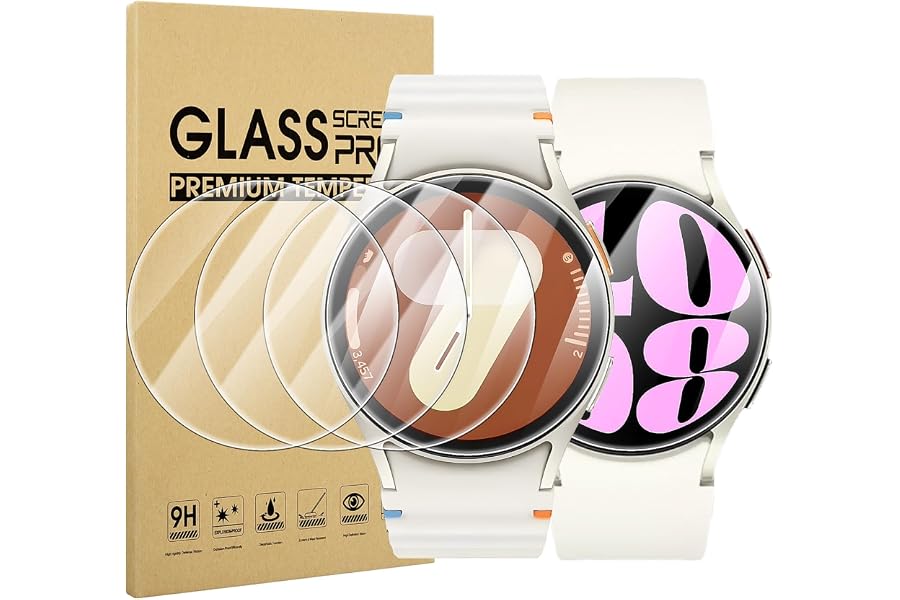 Suoman 4-Pack Screen Protector for Samsung Galaxy Watch 7/6/5/4 40mm | Tempered Glass Protectors Perfectly Fit for Samsung Galaxy 40 mm Smartwatches
