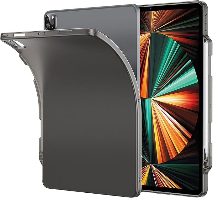 Amazon Co Jp Esr Ipad Pro 12 9 ケース 第五世代 5g 21年モデル 半透明 つや消し ペンシルホルダー付き スリム 軽量 柔軟な背面 ペンシルのワイヤレス充電対応 半透明ブラック 家電 カメラ