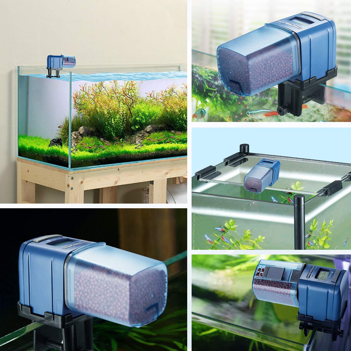 isYoung Alimentador Peces Automático Comedero Peces Automático con Pantalla LCD y Configuración de Tiempo de Alimentación Digital Dispensador de Comida