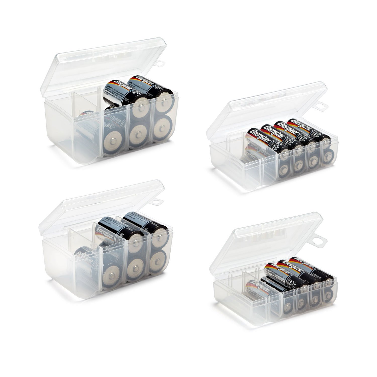 EBL 2 Pack 9V Cell Battery Storage Cases with Hard Rubber