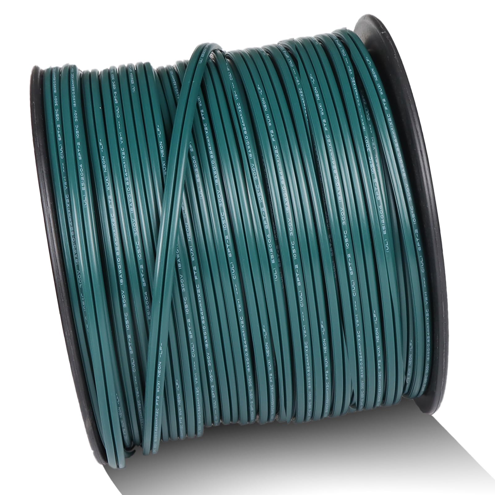 Photo 1 of QNIAIE 18 Gauge 2 Conductor SPT-2 Green Wire 500FT - 18 AWG Stranded Direct Burial Electrical Wire for Landscape Lighting