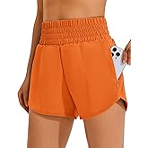 PINSPARK Women 3'' High Waisted Running Shorts Athletic Workout Short Quick Dry Mesh Liner Dolphin Shorts with 2 Zip Pockets