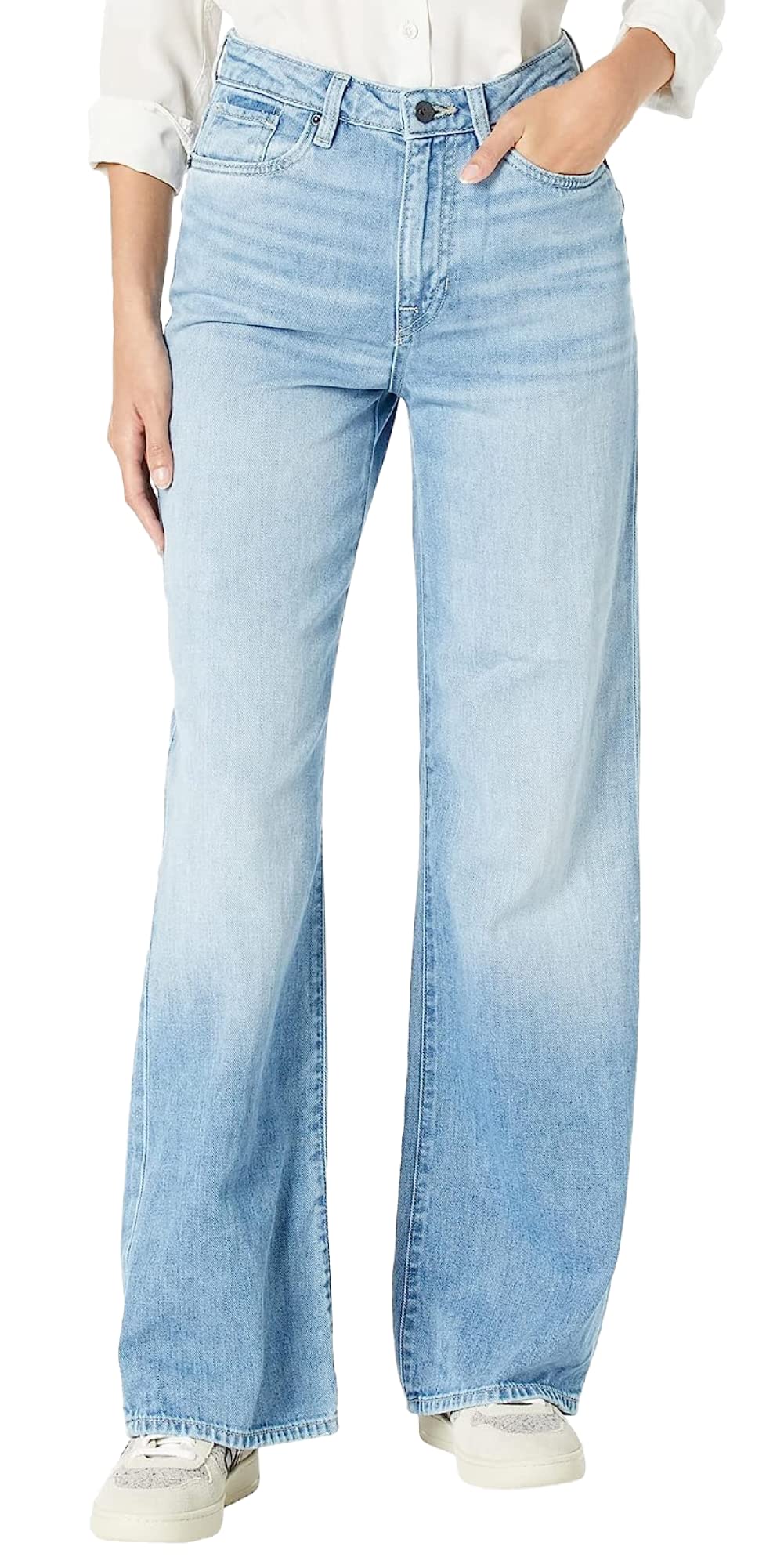 Buffalo David Bitton Women’s Addie High-Rise Wide-Leg Jeans, Ankle Length, 25 Regular, Creased and Sanded