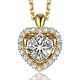 MomentWish Dancing Heart Necklace for Women, 0.5/1 Carat Dancing Moissanite Necklace for Her 925 Sterling Silver Pendant Anniversary Birthday Christmas Gift for Wife Mom Girlfriend