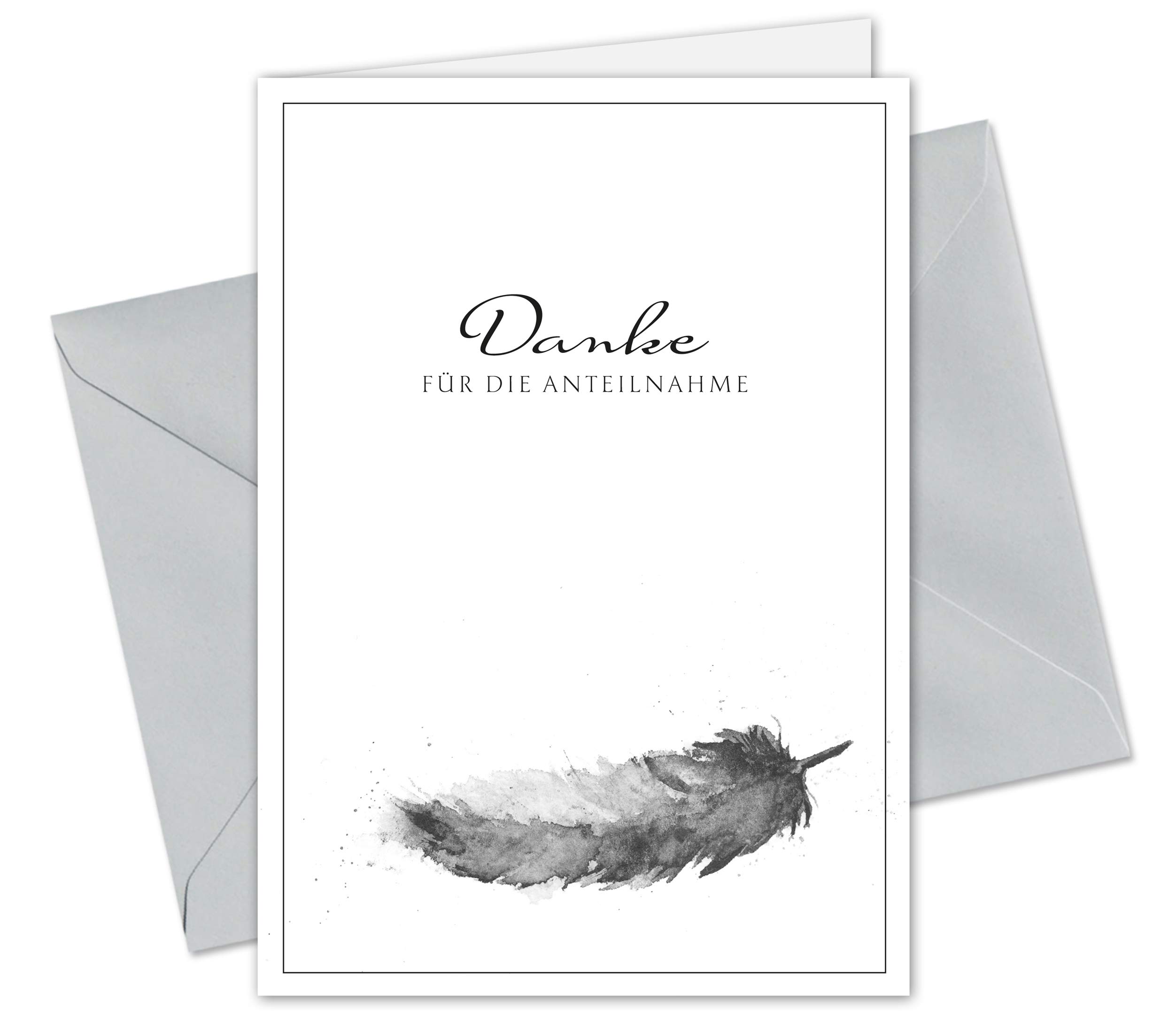 Fruitprints CherryCards – Set of 20 Thank You Cards Mourning & Envelopes – Feather – Folding Cards Thank You for Competition – Format A6