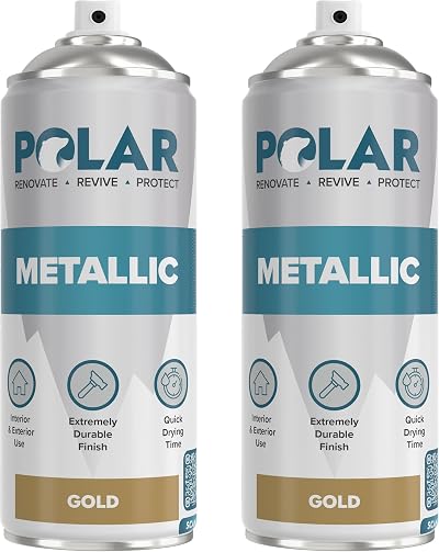 Polar Metallic Spray Paint Gold 2 x 400 ml for Plastic Metal Wood Glass