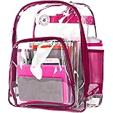 K-Cliffs Large Transparent Backpack Clear Heavy Duty School Bag Durable Student Bookbag See Through Vinyl Daypack Workbag