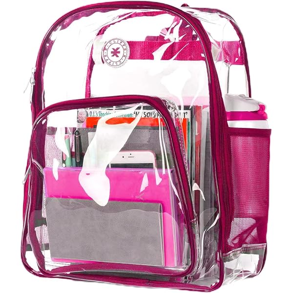 K-Cliffs Zaino Trasparente Su Ruote Con Manico Telescopico – PVC Resistente 0,5 Mm, 43x34x18 Cm, Per Scuola E Viaggi