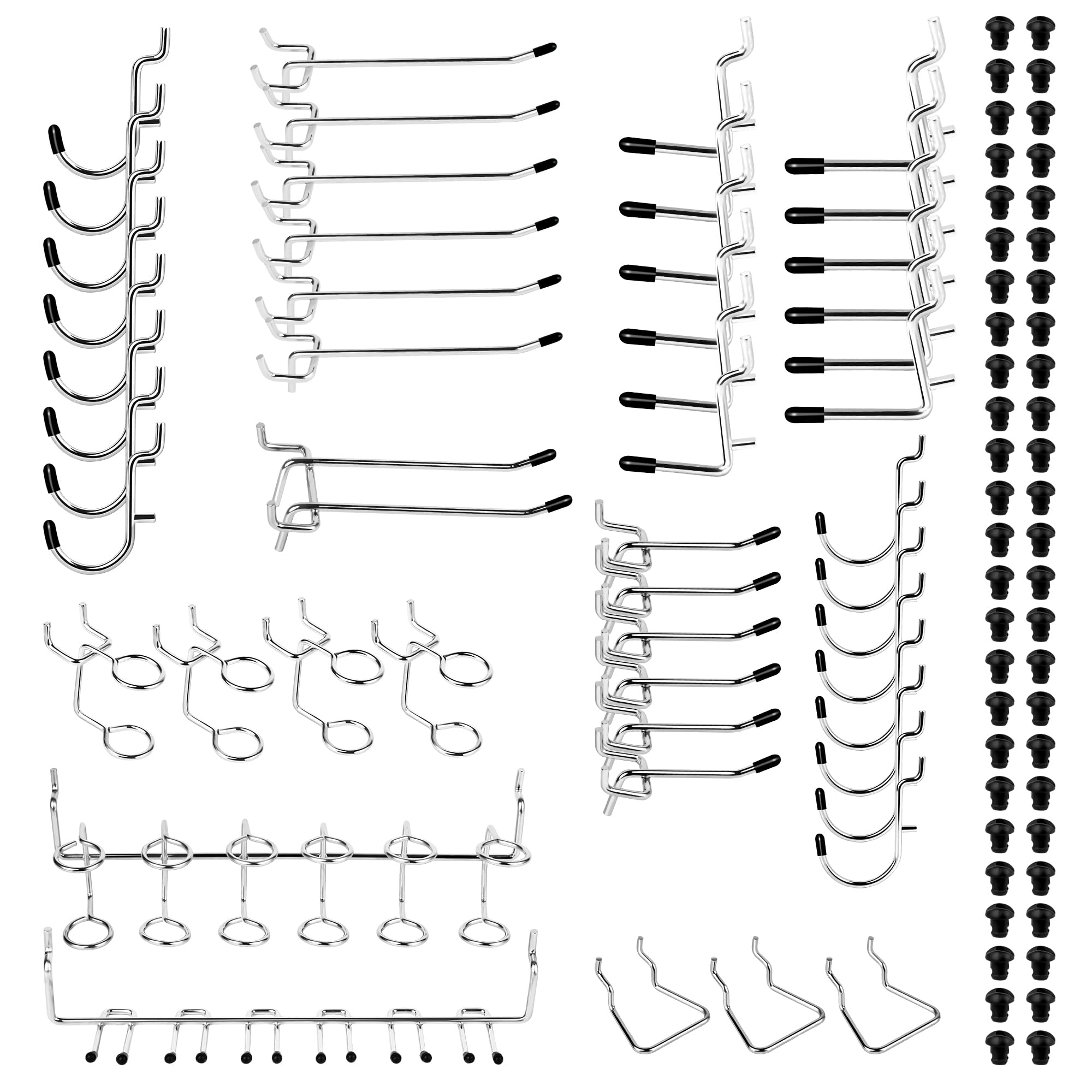 Hivio Heavy Duty Pegboard Hooks - 100 Pcs, Peg Locks, Fits 1/8" & 1/4" Pegboards