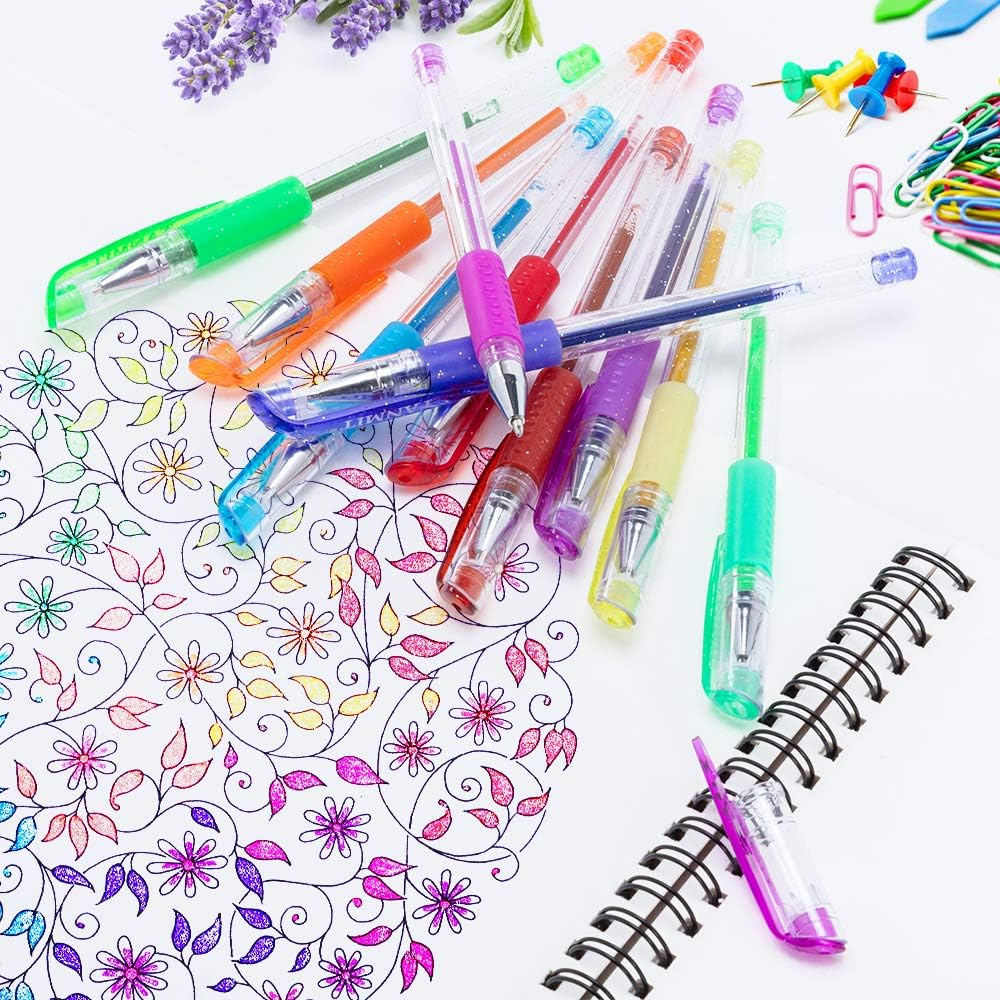 Tanmit Gel Pens Set Colored Pen Fine Point Art Marker Pen 36 Unique Colors for Adult Coloring Books Kid Doodling Scrapbooking Drawing Writing Sketching Highlighter Pens