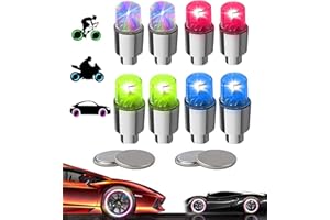 YUERWOVER LED Tire Lights for Car 8 Pack Trucks Valve Stem Caps Bike Golf Cart Firefly Wheel Lights Bicycle Motorcycle Tyre Spoke Lights Waterproof for Kids Boys with 10 Extra Batteries(Multicolor)