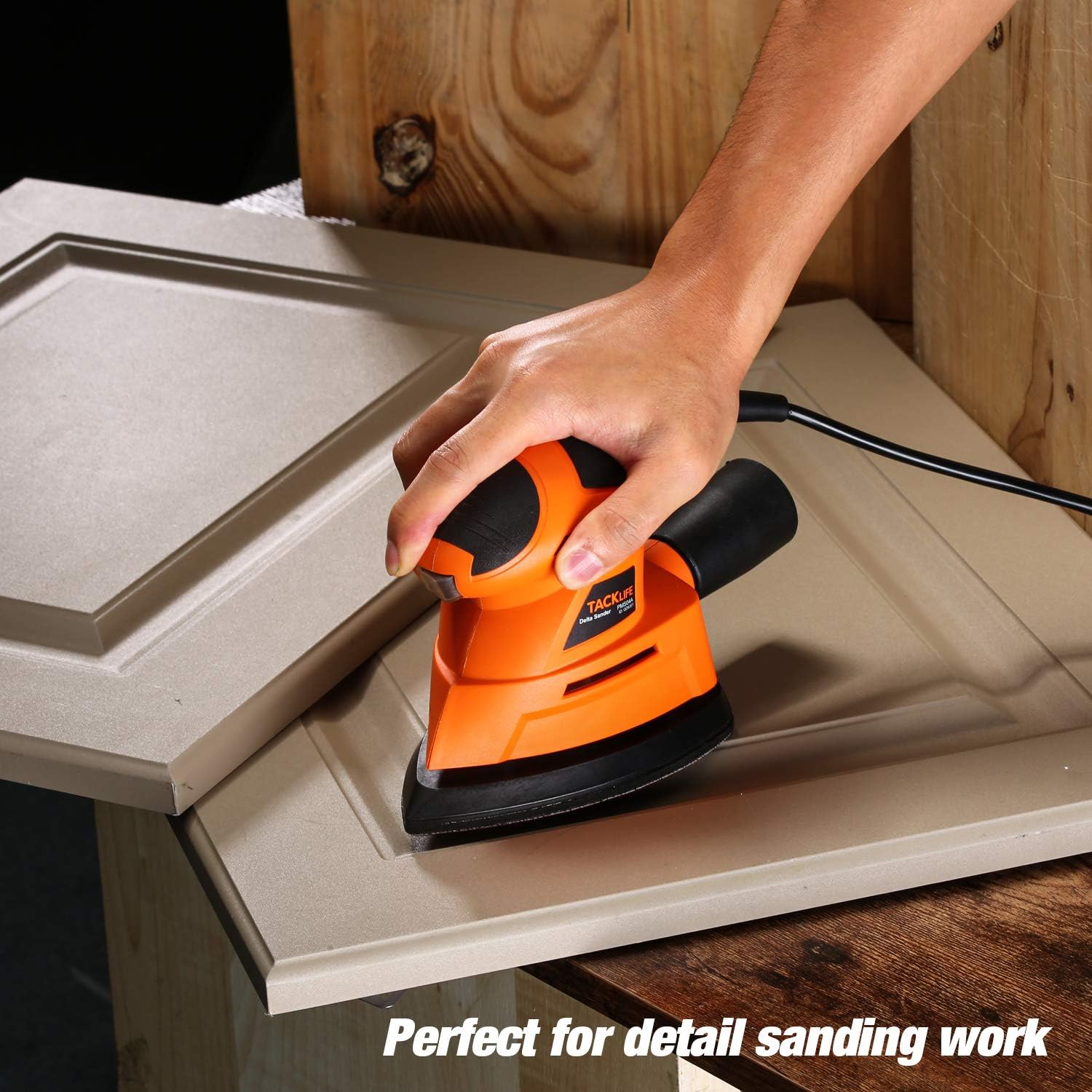 TACKLIFE Mouse Detail Sander, 12000 OPM Electric Sander with 20Pcs Sandpapers, Vacuum Cleaner Connecting Pipe, Applied in Multiple Situations, for Tight Spaces Sanding in Home Decoration, DIY PMS04A - - 